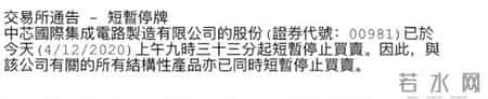 中芯国际在香港停牌