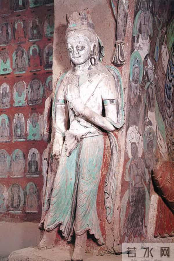 甘肃敦煌莫高窟259窟北魏彩塑菩萨像